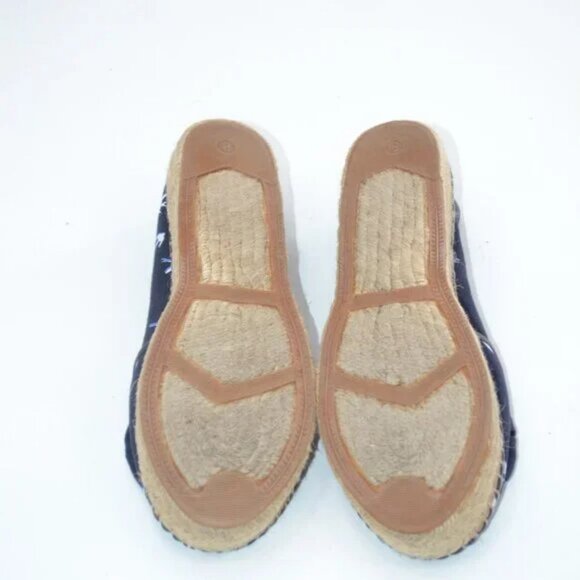 Kate Spade Navy Blue White Birds Canvas Leather Espadrilles Loafers Sandals 8 - Picture 10 of 10